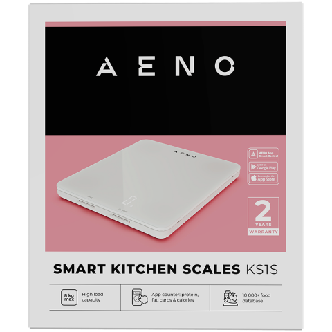 AENO Kitchen Scale KS1S Smart, Max load - 8 kg, Bluetooth, 10,000+ products & meals, 25 indicators analysis, Coffee mode, 6 unit conversion: kg, g, lb, fl, oz, ml, Material - glass [4]