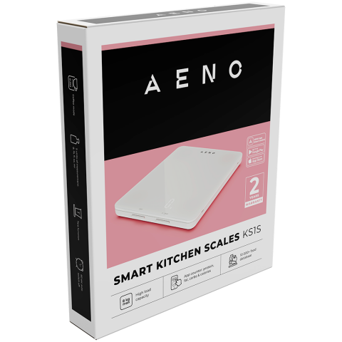 AENO Kitchen Scale KS1S Smart, Max load - 8 kg, Bluetooth, 10,000+ products & meals, 25 indicators analysis, Coffee mode, 6 unit conversion: kg, g, lb, fl, oz, ml, Material - glass [6]