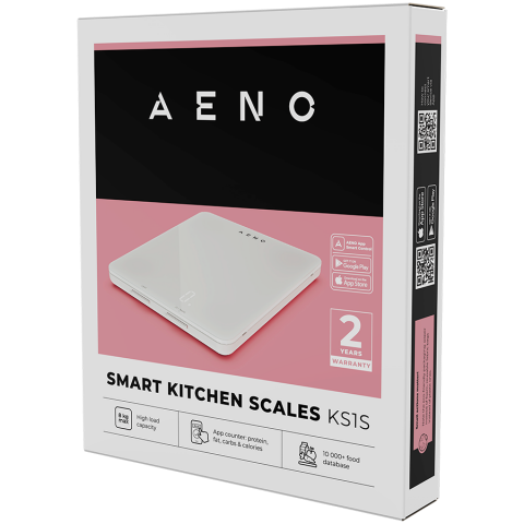 AENO Kitchen Scale KS1S Smart, Max load - 8 kg, Bluetooth, 10,000+ products & meals, 25 indicators analysis, Coffee mode, 6 unit conversion: kg, g, lb, fl, oz, ml, Material - glass [5]