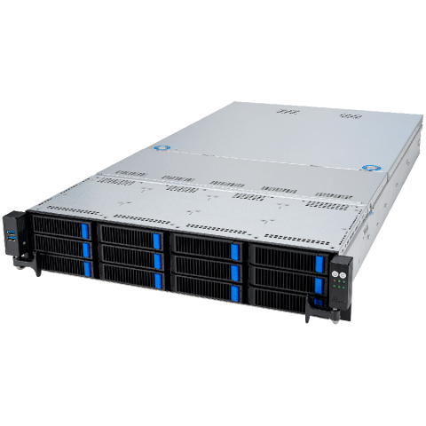 Servere - Asus RS521A-E12-RS12U AMD EPYC 9005 single-processor 2U server supports up to 24 DIMM, 12 NVMe, 5xPCIe 5.0 slots, 2xM.2, OCP 3.0, 2xdual-slot GPUs, and ASUS ASMB11-iKVM