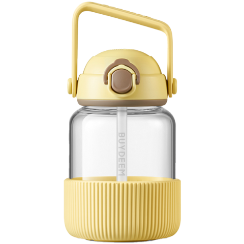 Electronice/Electrocasnice - BUYDEEM Pop-Up Straw Glass Bottle 800 ml, model DG78, color Mellow Yellow