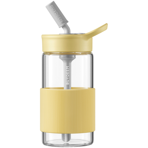 Electronice/Electrocasnice - BUYDEEM Portable Glass Straw Bottle 500 ml, model CD1017, color Mellow Yellow