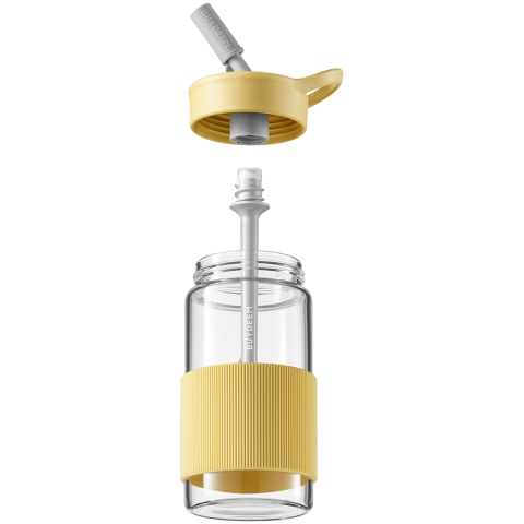 BUYDEEM Portable Glass Straw Bottle 500 ml, model CD1017, color Mellow Yellow [1]