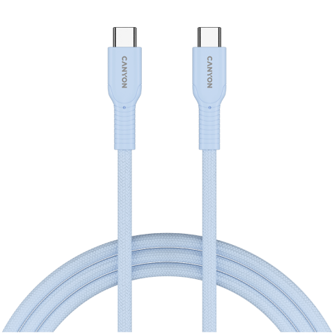 Laptop/Tablete/Telefoane - CANYON cable OnWire 60CL C-C 60W COLOR Braided 1m Light Blue