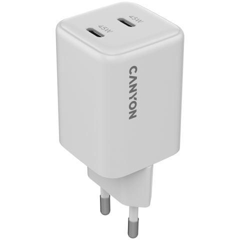 Laptop/Tablete/Telefoane - CANYON charger CU45CC GaN 45W 2xPD EU White