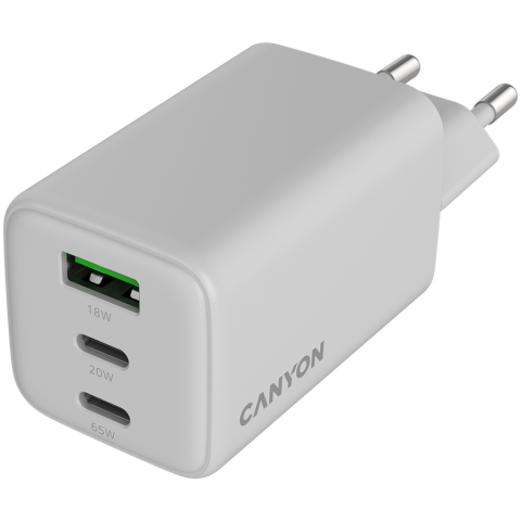 CANYON charger CU65ACC GaN 65W 2xPD 1xQC EU White [3]