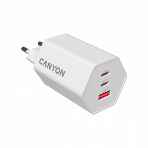 CANYON charger HEXAGON 65 GaN 65W 2xPD 1xQC EU White [2]
