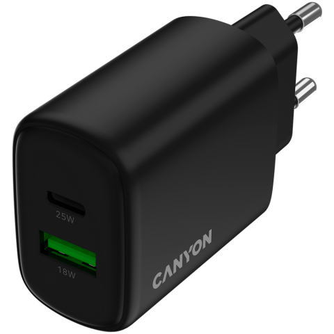CANYON charger OnCharge 250 25W 1xPD 1xQC EU Black [3]