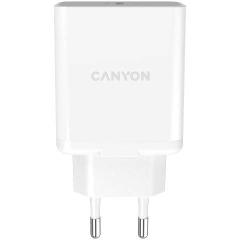 Laptop/Tablete/Telefoane - CANYON H-20, PD WALL Charger, Input: 110V-240V, Output:PD 20W, Eu plug, Over-load, over-heated, over-current and short circuit protection Compliant with CE RoHs,ERP. Size: 89*46*26.5mm, 52g, White