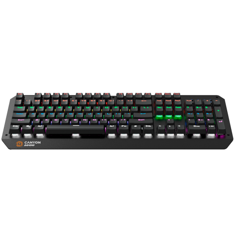 CANYON Hazard GK-6, Wired multimedia gaming keyboard with lighting effect, 108pcs rainbow LED, Numbers 104keys, EN double injection layout, cable length 1.8M, 450.5*163.7*42mm, 0.90kg, color black [1]
