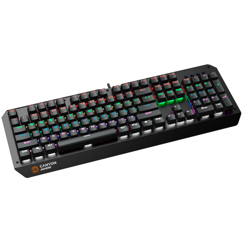 CANYON Hazard GK-6, Wired multimedia gaming keyboard with lighting effect, 108pcs rainbow LED, Numbers 104keys, EN double injection layout, cable length 1.8M, 450.5*163.7*42mm, 0.90kg, color black [3]