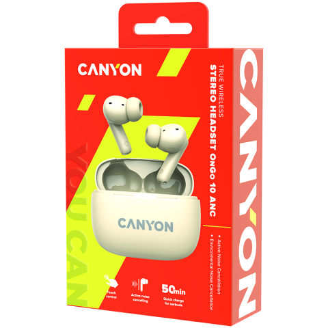 CANYON headset OnGo TWS-10 ANC+ENC Beige [8]