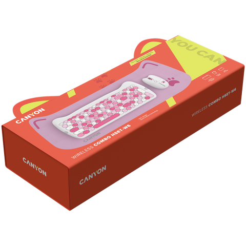 CANYON HSET-W6 EN Keyboard+Mouse Kitty Edition AAA+АА Wireless Pink [5]