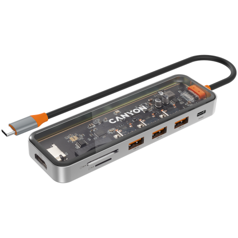 CANYON hub DS-13 7in1 4k USB-C Transparent Space Grey [1]