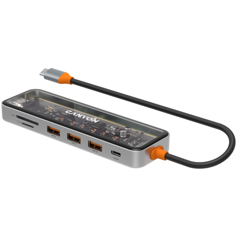 CANYON hub DS-13 7in1 4k USB-C Transparent Space Grey [2]