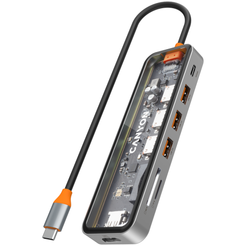 Retelistica - CANYON hub DS-13 7in1 4k USB-C Transparent Space Grey