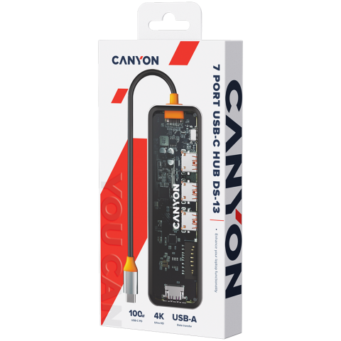 CANYON hub DS-13 7in1 4k USB-C Transparent Space Grey [6]