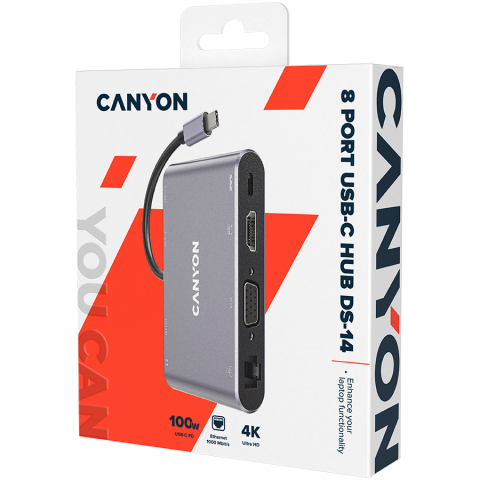 CANYON hub DS-14 8in1 4k USB-C Dark Grey [1]