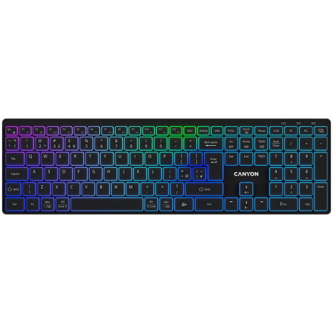 Periferice - CANYON keyboard HKB-W11 UK/US RGB Dual Mode Wireless Black