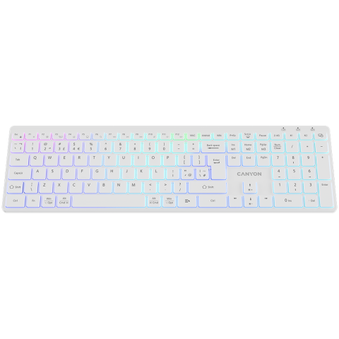 CANYON keyboard HKB-W11 UK/US RGB Dual Mode Wireless White [1]