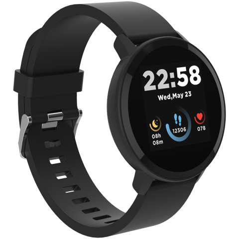 CANYON Lollypop SW-63, Smart watch, 1.3inches IPS full touch screen, Round watch, IP68 waterproof, multi-sport mode, BT5.0, compatibility with iOS and android, black, Host: 25.2*42.5*10.7mm, Strap: 20 [1]