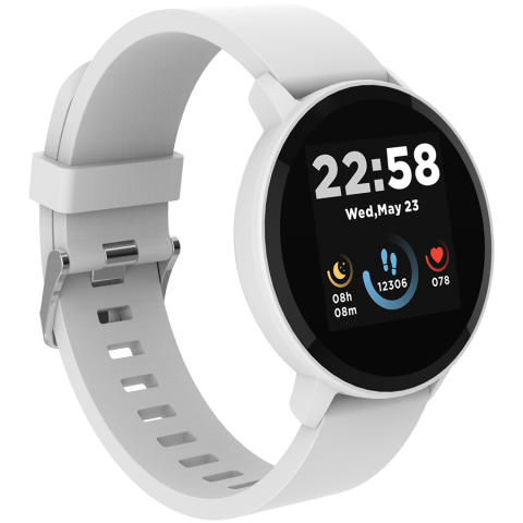 CANYON Lollypop SW-63, Smart watch, 1.3inches IPS full touch screen, Round watch, IP68 waterproof, multi-sport mode, BT5.0, compatibility with iOS and android, Silver white, Host: 25.2*42.5*10.7mm, St [1]