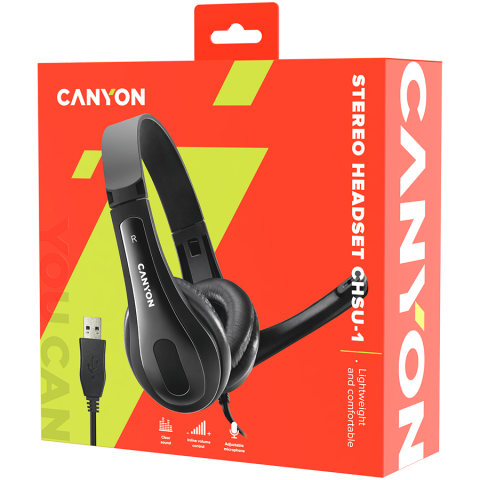 CANYON PC headset CHSU-1 PC Mic USB 2m Black [4]