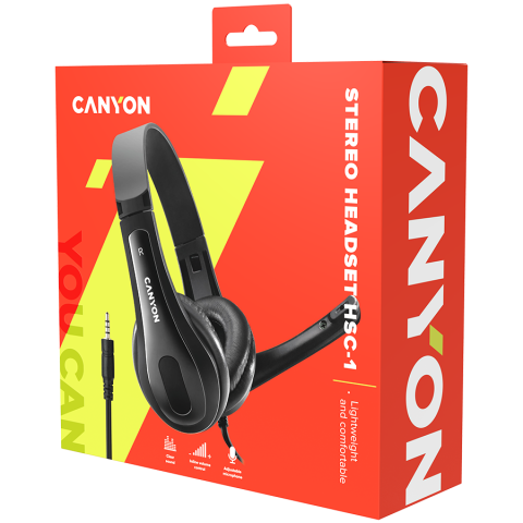 CANYON PC headset HSC-1 PC Mic Flat 2m Black [5]