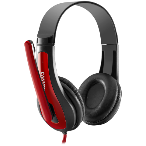 CANYON PC headset HSC-1 PC Mic Flat 2m Black Red [2]