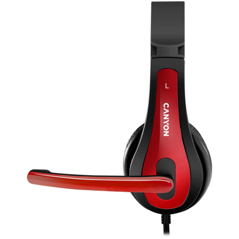 CANYON PC headset HSC-1 PC Mic Flat 2m Black Red [3]