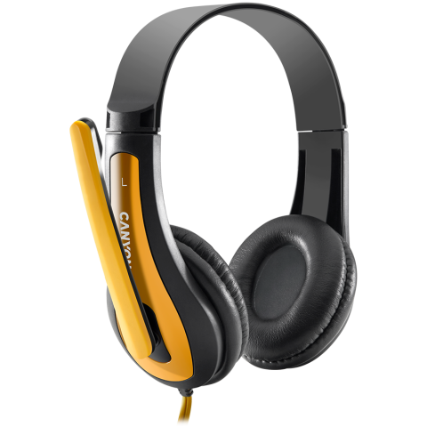 CANYON PC headset HSC-1 PC Mic Flat 2m Black Yellow [2]