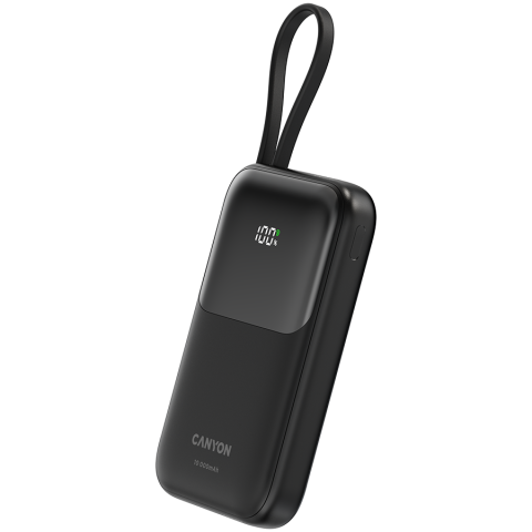 CANYON power bank OnPower 101 built-in cable 10000 mAh PD22.5W Black [1]