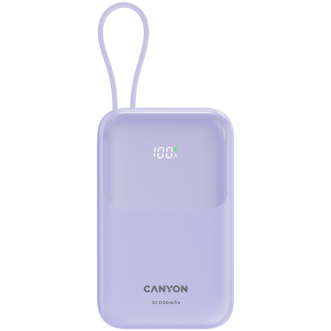 Electronice/Electrocasnice - CANYON power bank OnPower 101 built-in cable 10000 mAh PD22.5W Purple