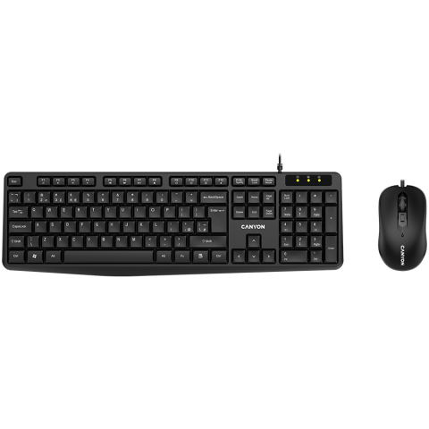 Periferice - CANYON SET-1 EN Keyboard+Mouse Wired Black