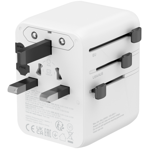 CANYON Travel Adapter OnTour 70 EU/UK/US/AUS 70W White [1]