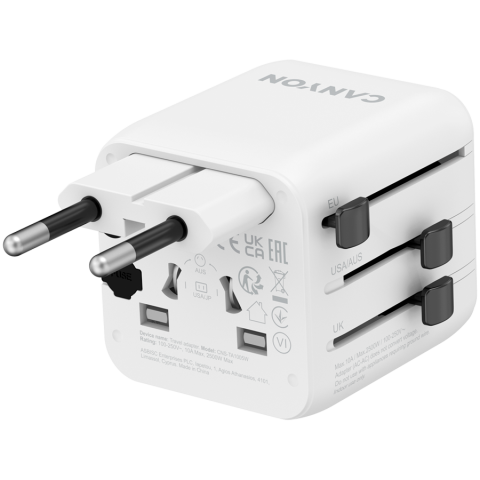 CANYON Travel Adapter OnTour One EU/UK/US/AUS   White [4]