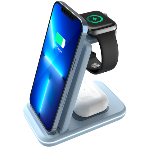 Electronice/Electrocasnice - CANYON wireless charger WS-304 15W 3in1 Blue