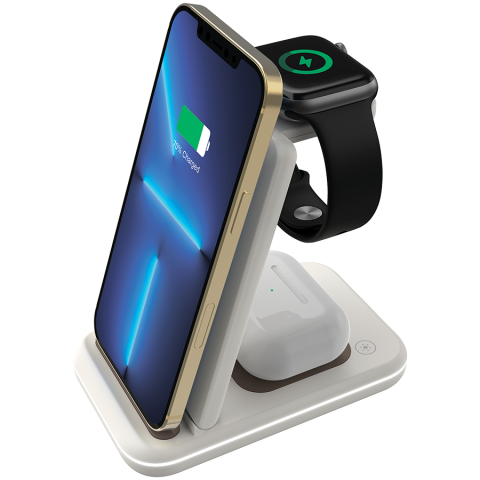 Electronice/Electrocasnice - CANYON wireless charger WS-304 15W 3in1 Cosmic Latte