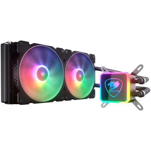Coolere - COUGAR AQUA ARGB 280 AiO Liquid Watercooling, 140mm RGB fan x2, remote control