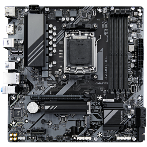 GIGABYTE Mainboard Desktop B650M D3HP (AM5, 4xDDR5, 1xHDMI, 2xDP, 2.5GLAN, 1xPCIe x16,  1xPCIe x1 3.0, 2xM.2, 4xSATA3, 1xUSB-C USB3.2 Gen1) mATX [1]