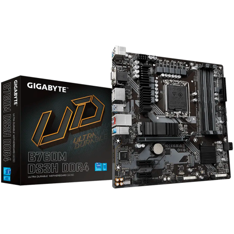 Placi de baza - GIGABYTE Mainboard Desktop B760M DS3H DDR4 (LGA1700, 4x DDR4, 1xD-Sub, 1xHDMI, 2xDP, 2.5GLAN, 1x PCI Express x16 4.0, 2x PCI Express x1 3.0, 2xM.2, 4xSATA3, 1x USB Type-C, 5x USB 3.2 Gen1, 6x USB 2.0/
