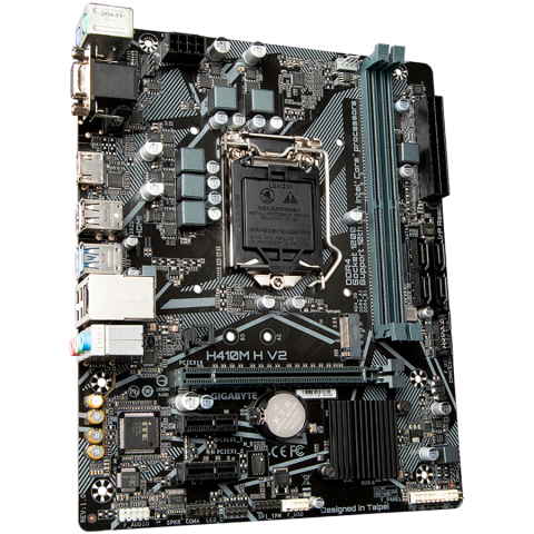 GIGABYTE Mainboard Desktop H410 (S1200, 2xDDR4, HDMI, VGA, 1xPCIex16, 2xPCIex1, ALC887, 8118 Gaming GbE LAN, 4xSATA III, 1xM.2, USB 3.2, USB 2.0) mATX [1]