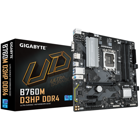 Placi de baza - GIGABYTE MB B760M D3HP DDR4 (LGA1700, 4x DDR4 128GB, 1x PCI-E 4.0 x16x16, 2x PCI-E 3.0 x1x1, 2x M.2 PCIe 4.0, 4x SATA, 2x USB 2.0, 1x DP, 1x HDMI, GbE LAN, mATX, Retail)