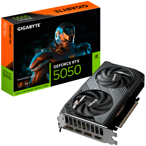 Plăci video - Placă video GIGABYTE GeForce RTX 5050 WINDFORCE OC 8GB GDDR6, 128-bit, HDMI 2.1, DP 1.4a