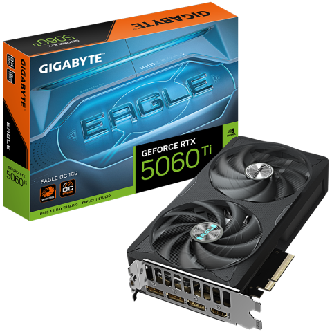 Plăci video - Placă video GIGABYTE NVIDIA GeForce RTX 5060 Ti EAGLE OC 16G (16GB GDDR7/128bit, PCI-E 5.0, 1x conector de alimentare cu 8 pini, sursă recomandată 650W, 3xDP, 1xHDMI)