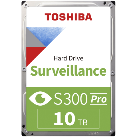 Hard disk uri - HDD Video Surveillance TOSHIBA S300 PRO 10TB CMR, 3.5'', 512MB, 7200RPM, SATA, 64 cameras, 24/7, TBW: 300