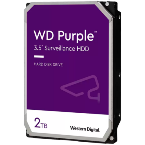 Hard disk uri - HDD Video Surveillance WD Purple 2TB CMR, 3.5'', 64MB, 5400 RPM, SATA, TBW: 180