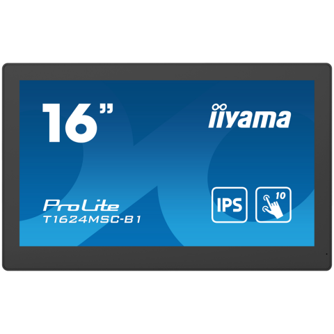 Monitoare/Televizoare - IIYAMA Monitor LED T1624MSC-B1 15.6” Full HD PCAP 10pt touchscreen monitor with IPS panel technology, integrated media player and a hinged stand on the back