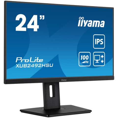 Monitor LED IIYAMA XUB2492HSU-B6 24” IPS 1920 x 1080 @100Hz 250 cd/m² 1300:1 0.4ms HDMI DP USBx4 reglare înălțime, rotire, înclinare, pivotare (rotație pe ambele părți) [1]