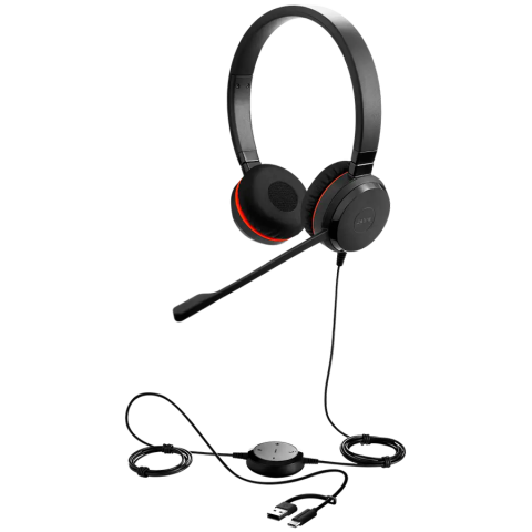 Căști audio - JABRA Evolve 20 SE, Stereo MS, Adaptor USB C/A, Piele